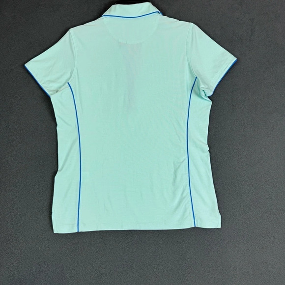 Masters Magnolia Lane Ladies Aqua Polo with Ocean Blue Piping Size Medium - Picture 9 of 10